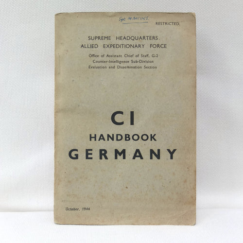 Counter Intelligence Handbook Germany (1944)
