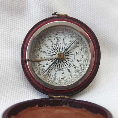 Watson & Son Leather Cased Pocket Compass c.1875