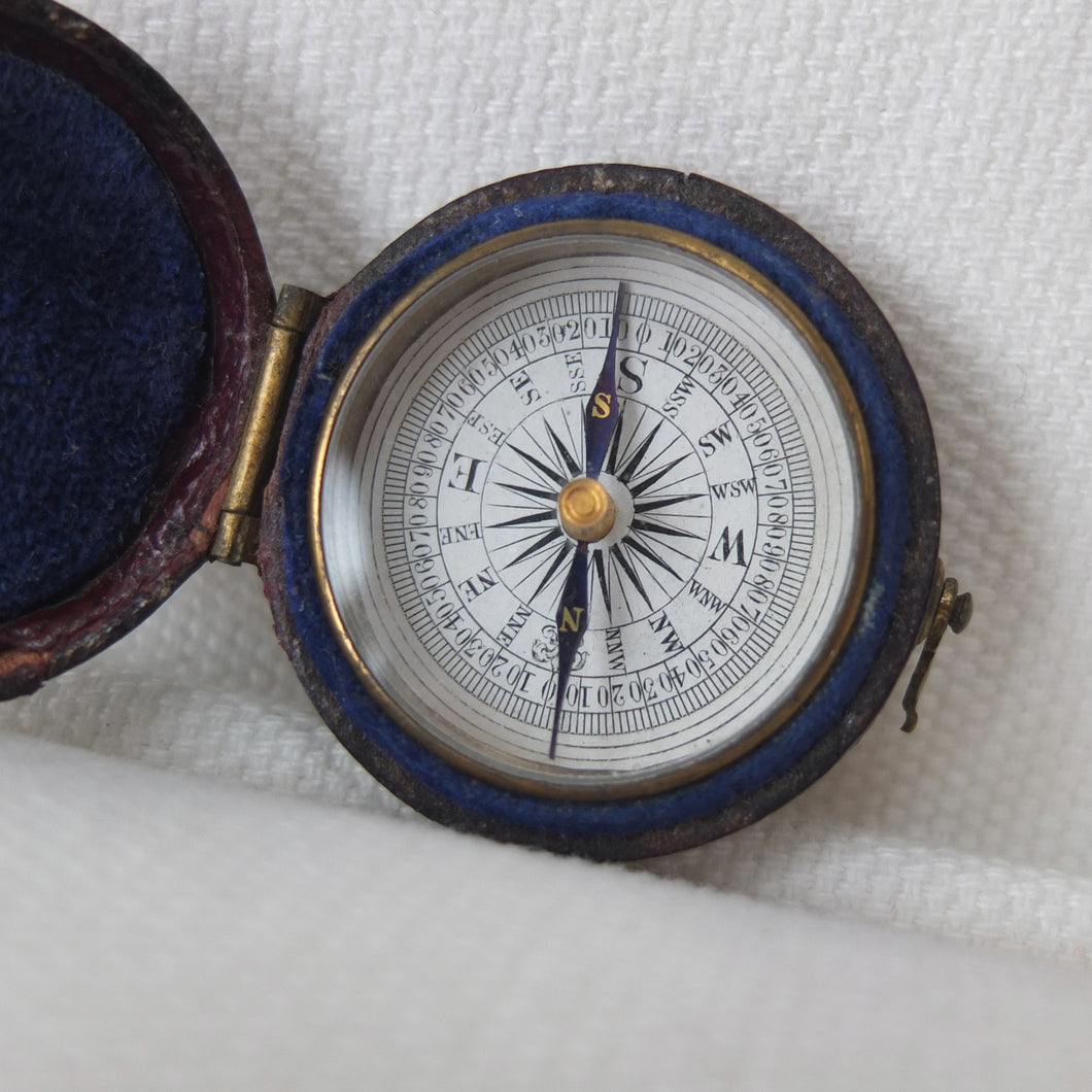 Victorian Pocket Leather Cased Compass 1870
